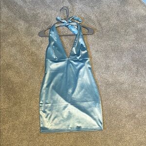 Shimmering Blue Halter Dress